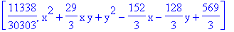 [11338/30303, x^2+29/3*x*y+y^2-152/3*x-128/3*y+569/3]